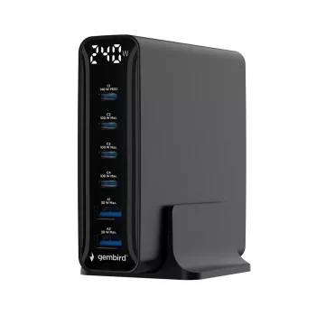 Gembird TA-UC-2A4C-PD240-01-BK 6-porttinen USB-laturi 240W GaN musta