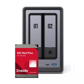 UGREEN DXP2800 2-Bay NAS 2x 4TB WD Red Plus, Intel N100, 8GB DDR5, 2.5GbE