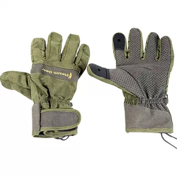 STEALTH GEAR käsineet koko M - musta, täyspitkät sormet käännettävillä sormenpäillä, kosketusnäyttöyhteensopiva, tuulenpitävä ja vettähylkivä
