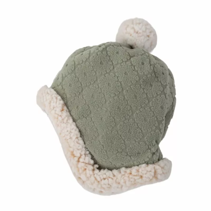 Lodger kaksikerroksinen talvihattu fleece Elm Sage Green 1-2 vuotta