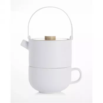Bredemeijer Umea Tea-for-One setti valkoinen bambukannella