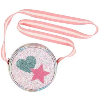 Souza! Eloise glitterinen olkalaukku lapsille sydän- ja tähtisovelluksilla, pinkki