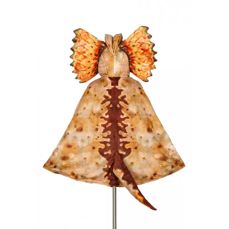 Souza! Dilophosaurus dinosaurusviittapuku huppunaamioilla lapsille 4-7 vuotta