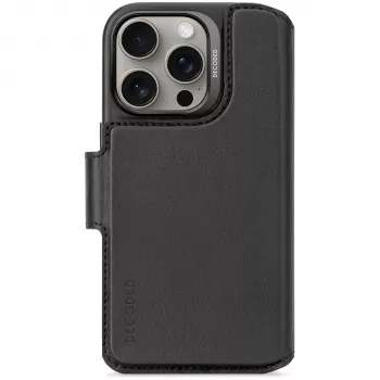 Decoded nahkainen irrotettava lompakkokotelo iPhone 16 Pro - musta