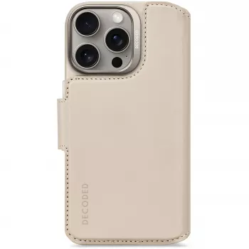 Decoded nahkainen irrotettava lompakkokotelo iPhone 16 Pro MagSafe-yhteensopiva (Clay)