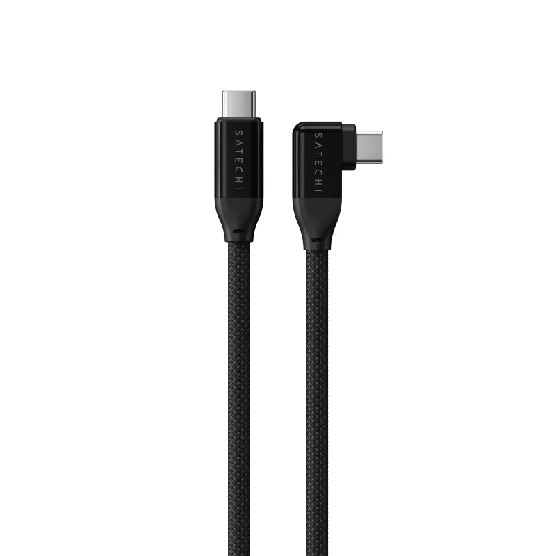Satechi Right Angle 1 m USB-C -kaapeli 240W Power Delivery ja 20 Gbps tiedonsiirto - musta