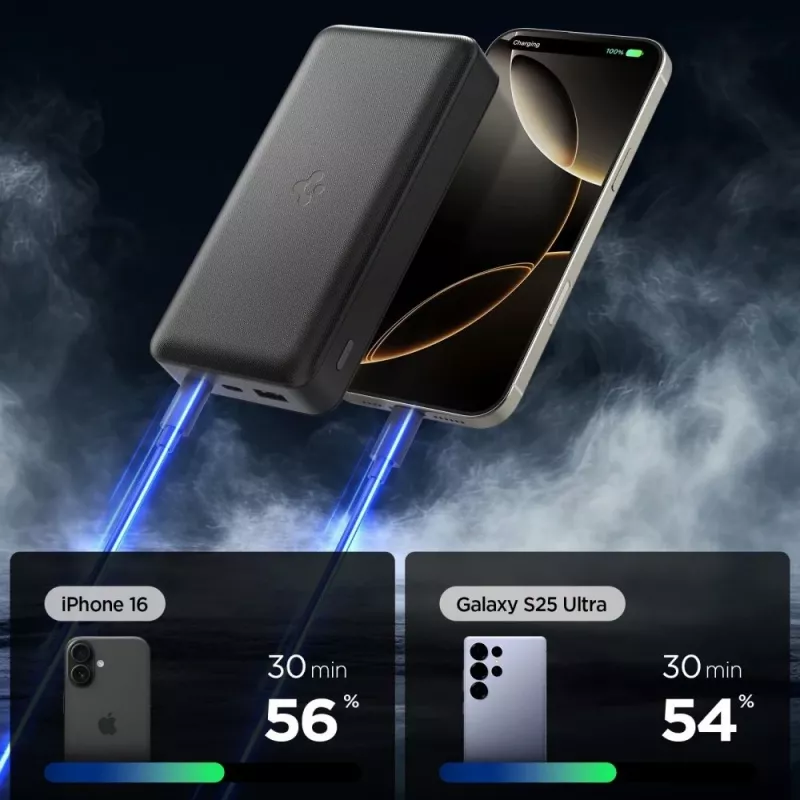 Spigen EA3020 varavirtalähde 20000 mAh 30W musta