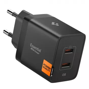 SPIGEN ESSENTIAL EE472EU 2-porttinen verkkolaturi 47W musta