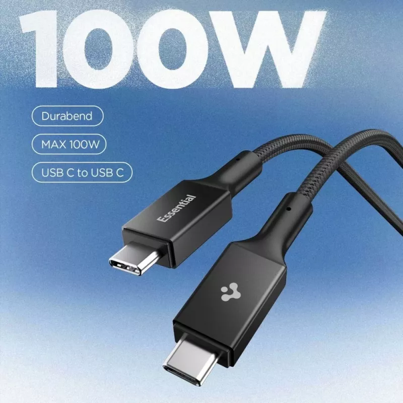 Spigen EB10010CC Essential USB-C - USB-C kaapeli 100W 1m musta