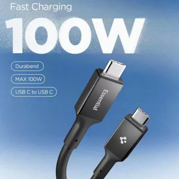 SPIGEN EB10020CC Essential USB-C - USB-C kaapeli 100W 200cm musta