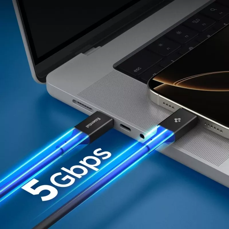 SPIGEN EB10020CC Essential USB-C - USB-C kaapeli 100W 200cm musta