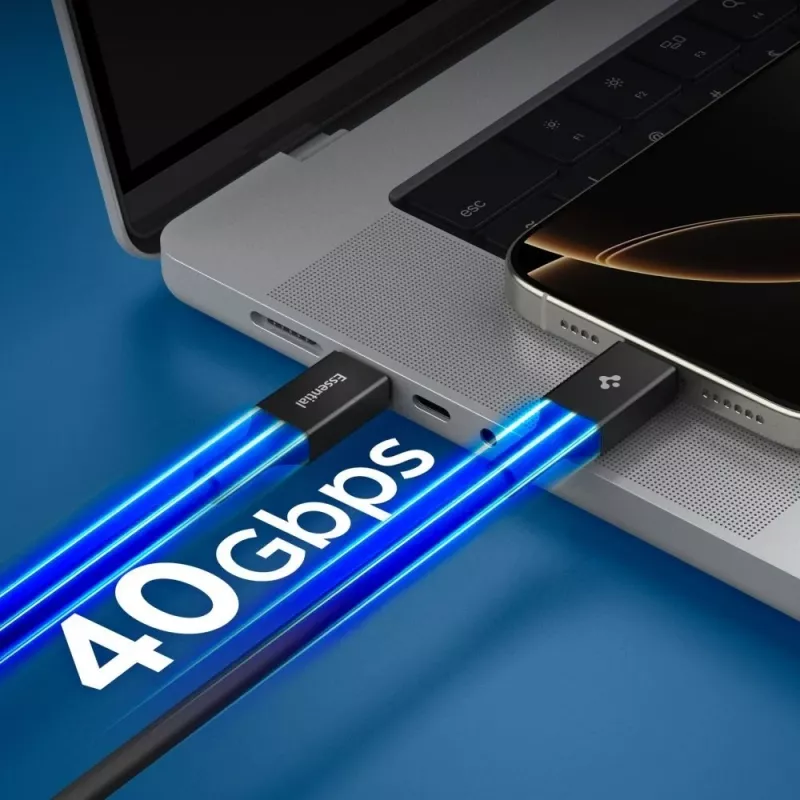 SPIGEN EB24012CC Essential USB-C - USB-C kaapeli 240W 120cm musta