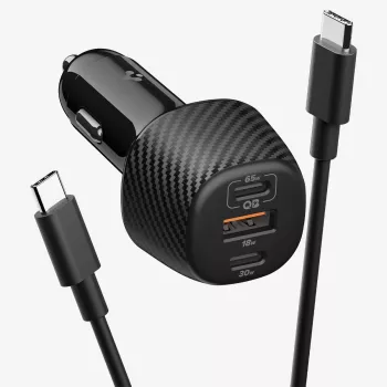 Spigen Essential EV1133 3-porttinen autolaturi 113W musta + 100W USB-C kaapeli 1m