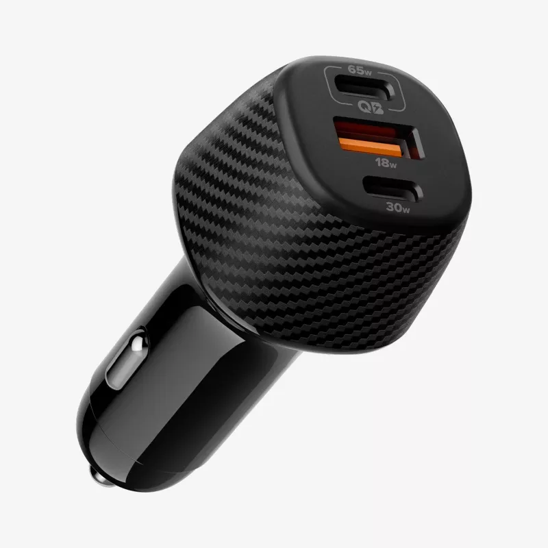 Spigen Essential EV1133 3-porttinen autolaturi 113W musta + 100W USB-C kaapeli 1m