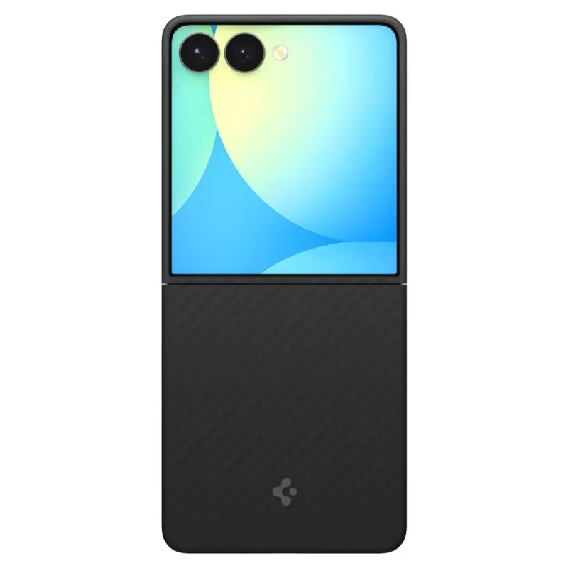 Spigen AirSkin Aramid -suojakuori Samsung Galaxy Z Flip 7 -puhelimelle, musta