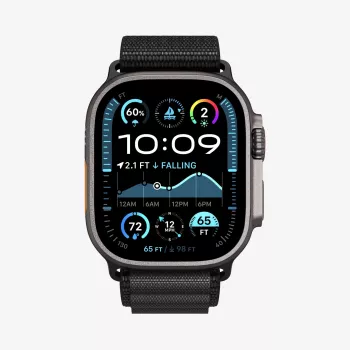 Spigen WBF1 -ranneke Apple Watch 8 / 9 / 10 / 11 / SE / Ultra (44 / 45 / 46 / 49 mm) musta