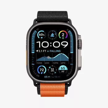 Spigen WBF1 -ranneke Apple Watch 8 / 9 / 10 / 11 / SE / Ultra (44 / 45 / 46 / 49 mm) musta/oranssi