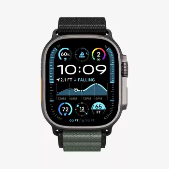 Spigen Rugged Armor Pro WBF1 -ranneke Apple Watch 44/45/46/49 mm, musta/vihreä