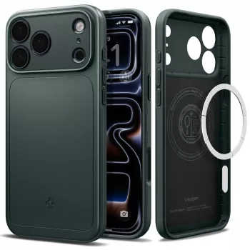 Spigen Thin Fit Mag MagSafe -kotelo iPhone 17 Pro, Abyss Green