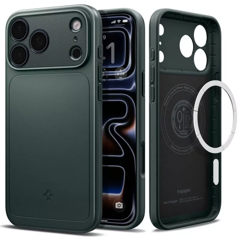 Spigen Thin Fit Mag MagSafe -kotelo iPhone 17 Pro, Abyss Green