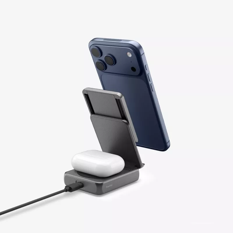 Spigen Essential Qi2 2-in-1 -langaton latausteline 25W MagSafe musta