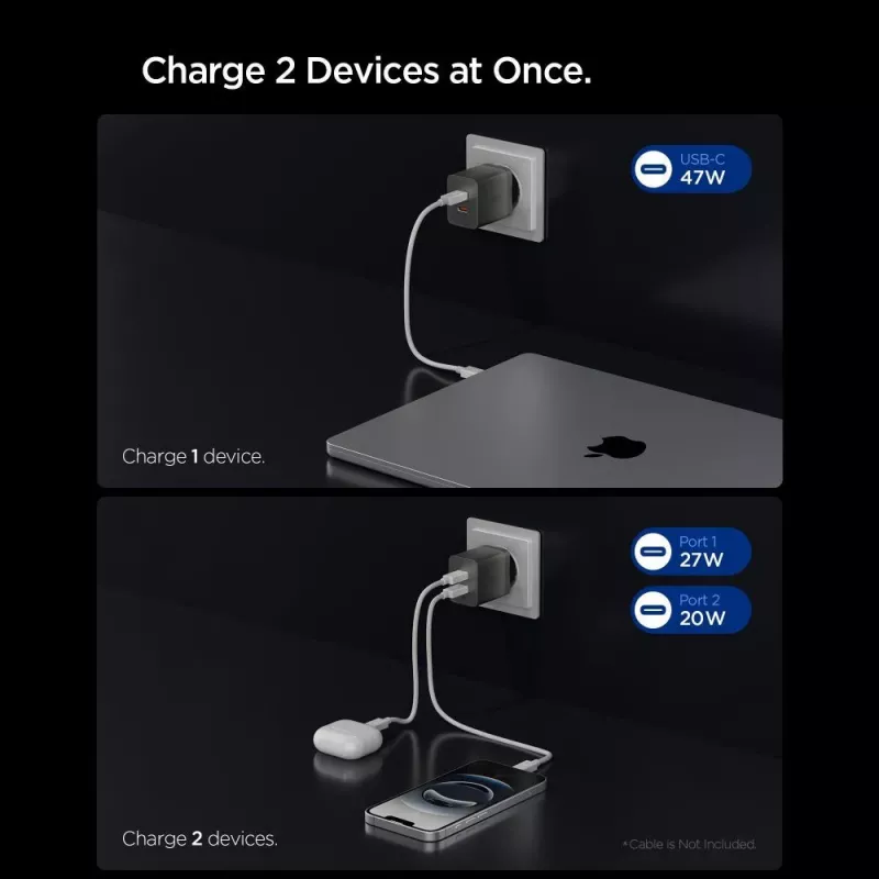 SPIGEN EE472EU-GAN Essential 2-Port Network Charger 47W Gunmetal