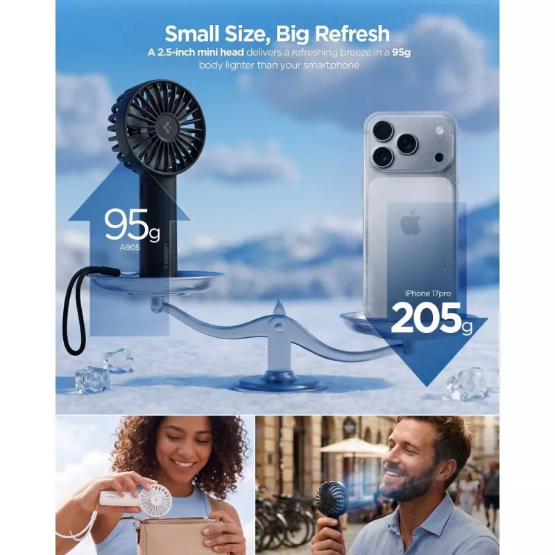 SPIGEN A905 Mini kannettava käsituuletin musta