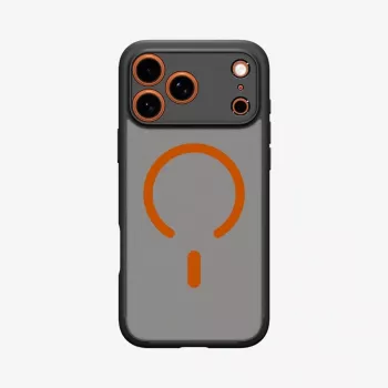 Spigen Ultra Hybrid Mag MagSafe -kuori iPhone 17 Pro, Frost Black/Orange