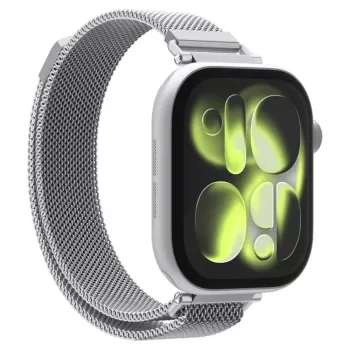Spigen WBM4 ruostumaton teräs -ranneke Apple Watch 8/9/10/11/SE (40/41/42mm) hopea