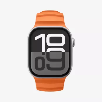 Spigen WBS2 Apple Watch -ranneke integroidulla kuorella Apple Watch 8/9/10/11/SE/Ultra (44/45/46/49mm) oranssi