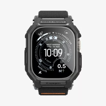 Spigen Rugged Armor & karkaistu lasi Apple Watch Ultra 1 / 2 / 3 (49 mm) matta musta