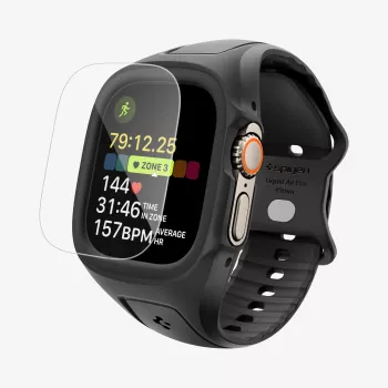 SPIGEN Liquid Air Pro & karkaistu lasi Apple Watch Ultra 1 / 2 / 3 (49 mm) musta