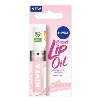 NIVEA Caring Lip Oil Clear Glow kosteuttava huuliöljy 5,5 ml
