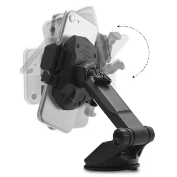 Spigen Car Mount Holder TS35 Kuel Series – yleismallinen auton puhelinteline, jossa imukuppi, teleskooppivarsi, 360° kierto, musta