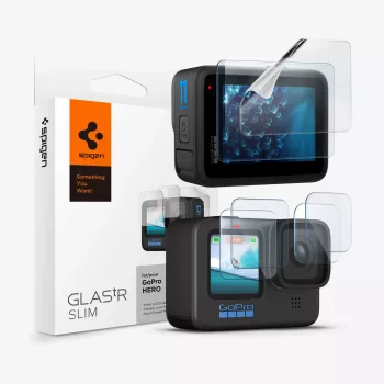 Spigen Glas.TR Slim + Film 2-set näytön ja linssin suojasarja GoPro Hero 12/11/10/9 (2 sarjaa)