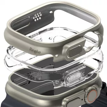 Ringke Slim 2 kpl:n pakkaus Apple Watch Ultra (49 mm) Clear & Titanium Grey
