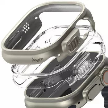 Ringke Slim 2 kpl:n pakkaus Apple Watch Ultra (49 mm) Clear & Titanium Grey