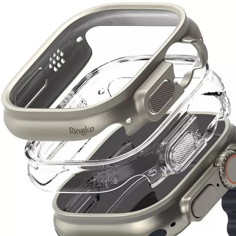 Ringke Slim 2 kpl:n pakkaus Apple Watch Ultra (49 mm) Clear & Titanium Grey