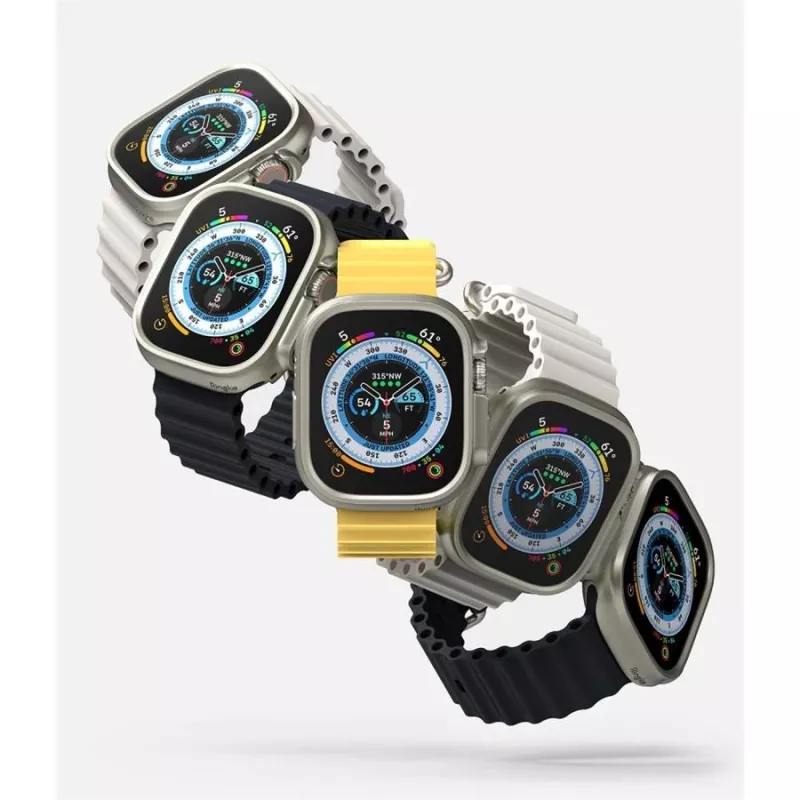 Ringke Slim 2 kpl:n pakkaus Apple Watch Ultra (49 mm) Clear & Titanium Grey