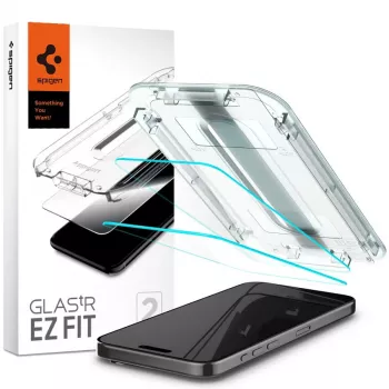 Spigen GLAS.tR EZ FIT 2 kpl:n pakkaus karkaistu lasinen näytönsuojakalvo iPhone 15 Pro -laitteelle