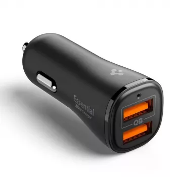 SPIGEN Essential EV302 2-porttinen autolaturi 30W musta