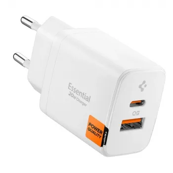 SPIGEN ESSENTIAL EE202EU 2-PORTTINEN VERKKOLATURI 20W VALKOINEN