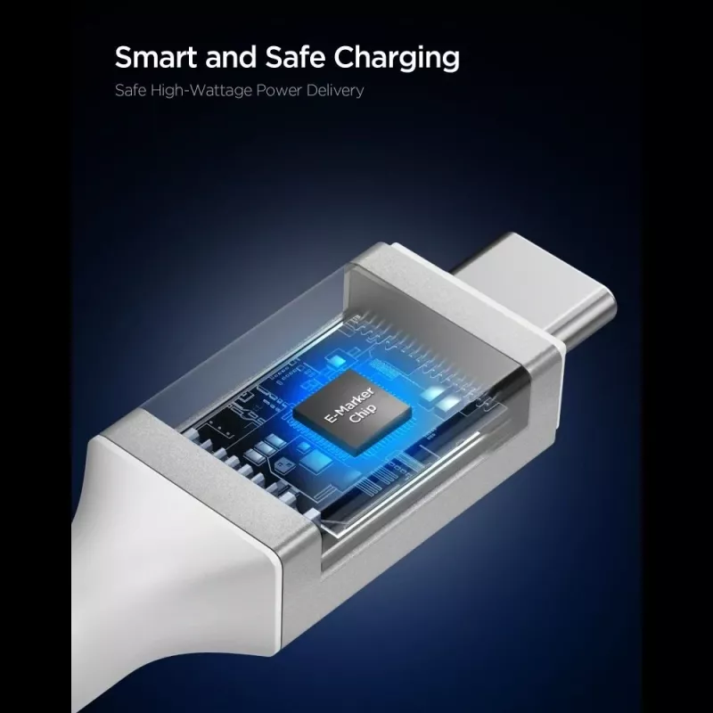SPIGEN EB10020CC Essential USB-C - USB-C -kaapeli 100W 2 m valkoinen
