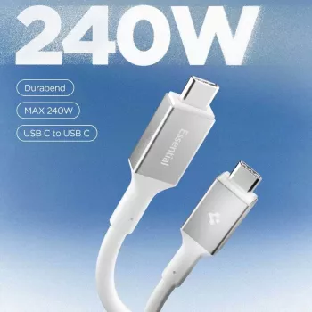 SPIGEN Essential USB-C - USB-C -kaapeli 240W 120 cm valkoinen