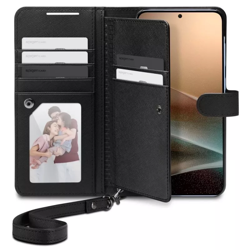SPIGEN Wallet S -kotelo Samsung Galaxy S25+ Plus musta