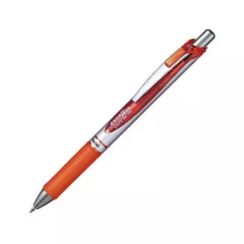 Pentel EnerGel Xm painonappigel-kynä - oranssi muste - 0.35 mm - hopeinen runko oranssein yksityiskohdin - kumipinta - pyöreä runko