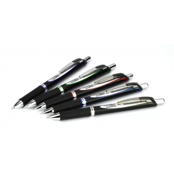 Pentel BLP77-AX painonappigel-kynä - musta muste - 0.7 mm - pigmenttipohjainen - musta runko - hopeinen klipsi - laatikko