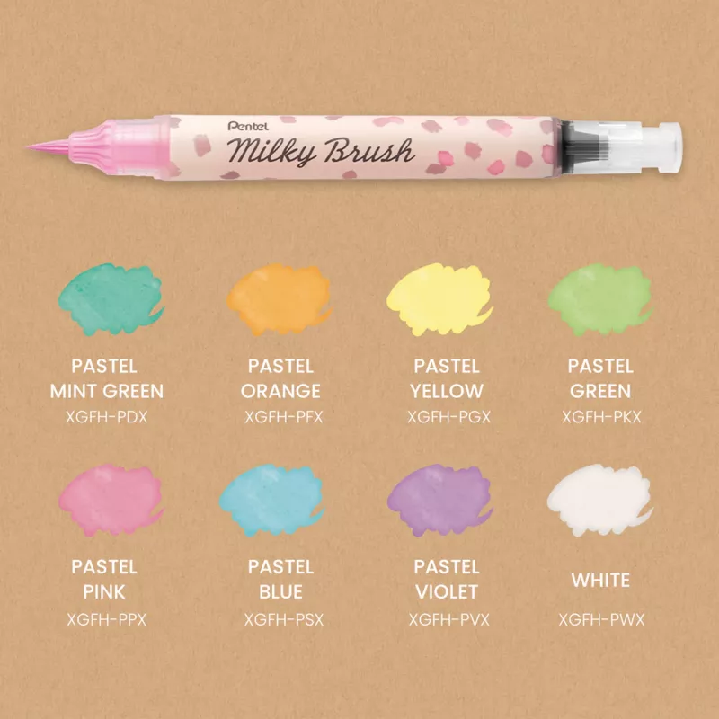 Pentel Milky Brush kynä, valkoinen