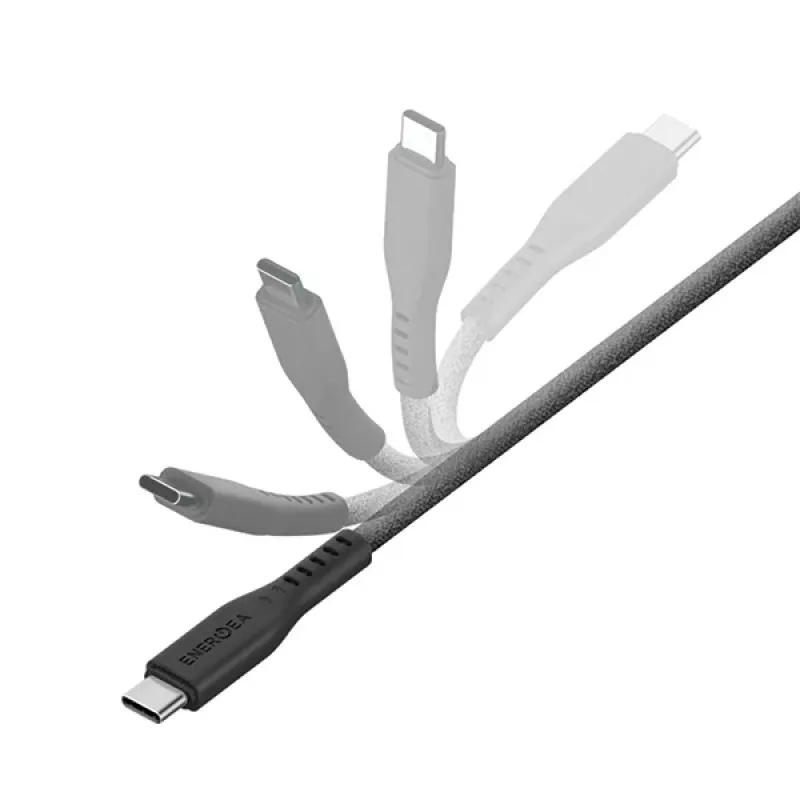 ENERGEA Flow USB-C - Lightning -kaapeli 1,5m musta 60W 3A PD pikalataus MFi-sertifioitu