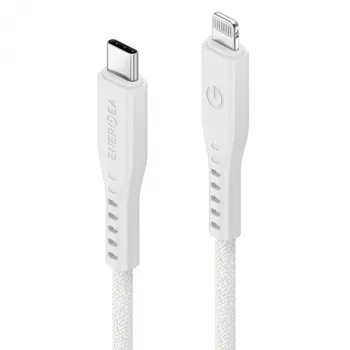 ENERGEA Flow USB-C - Lightning -kaapeli 1,5m valkoinen 60W 3A PD pikalataus MFi